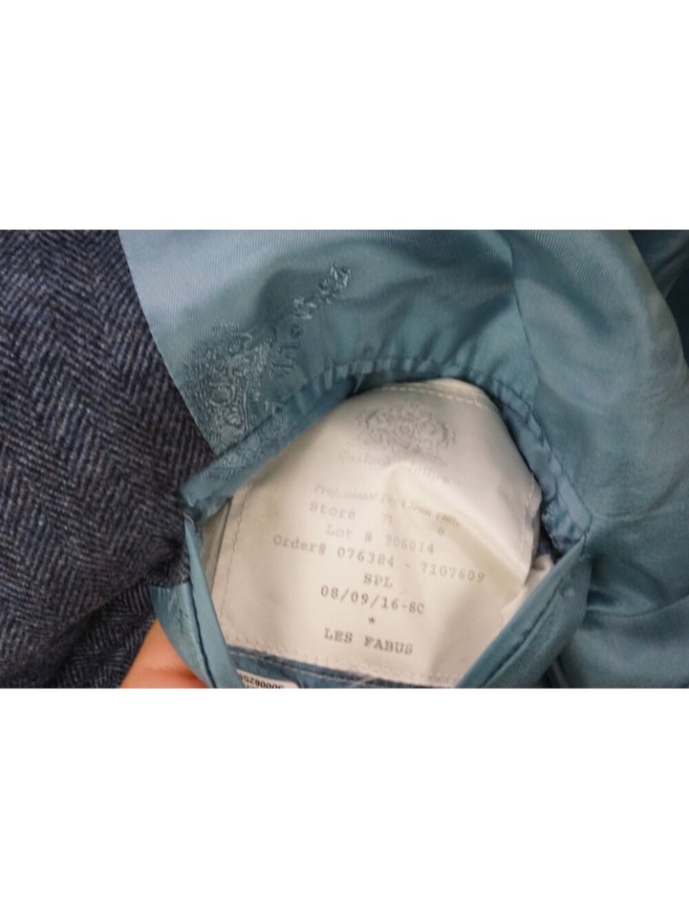 Oxxford Clothes Highest Quality Blue Herringbone Flannel Sport Coat Jacket 58L - Picture 8 of 9